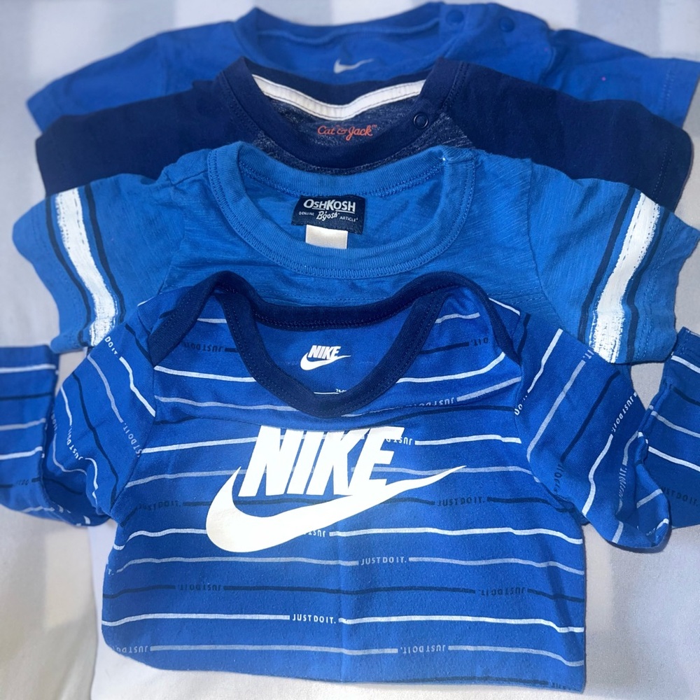 Nike Kids Blue and White Long Sleeve Tee / Shirts with Snaps